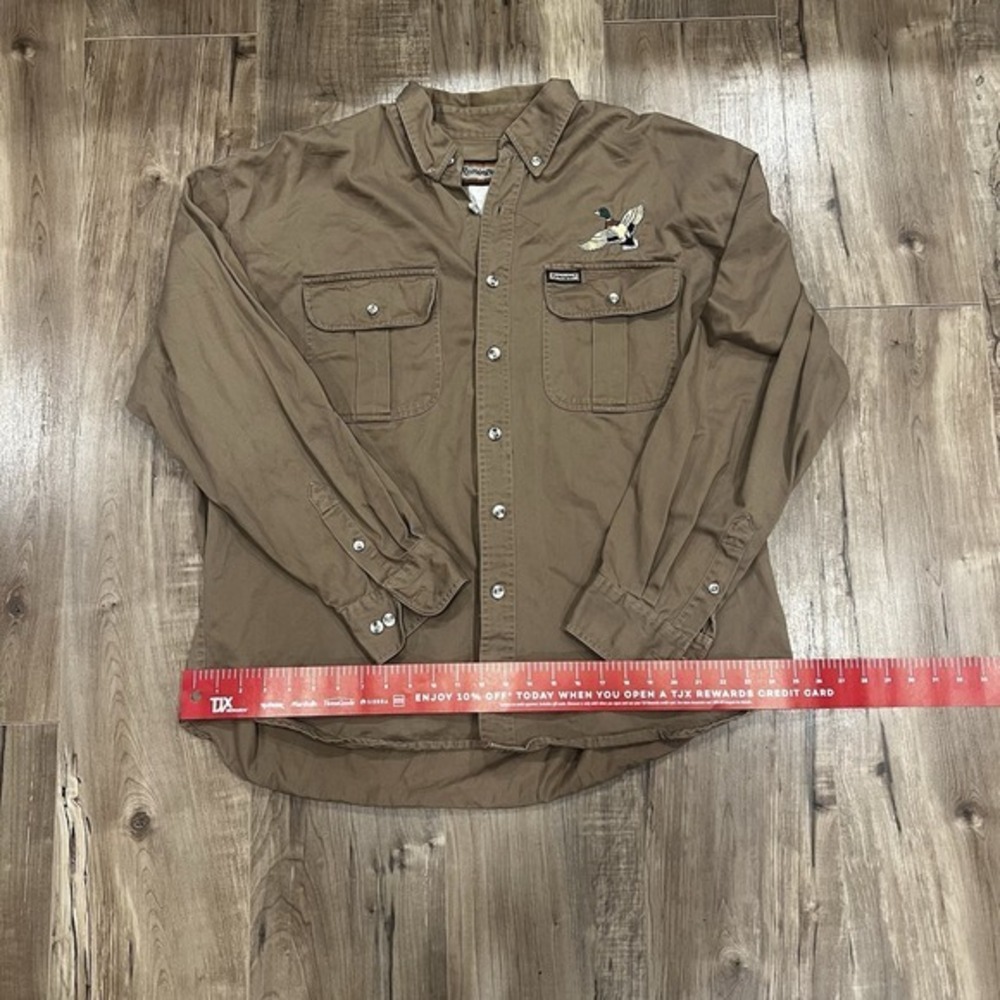 Remington Outdoor Shirt Brown Button Up Mallard Duck Embroidery Men's XL Vintage